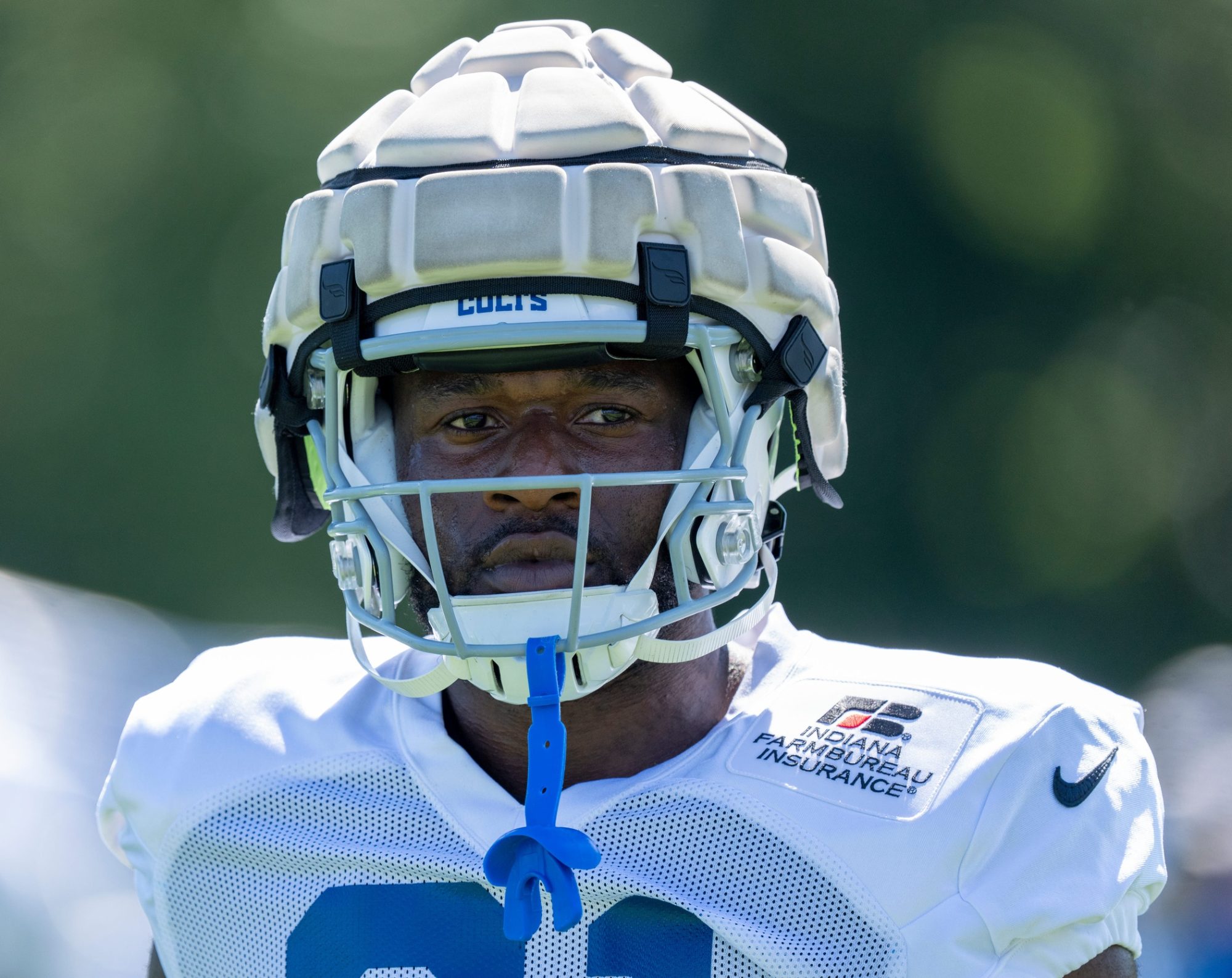 Indianapolis Colts defensive end Yannick Ngakoue (91) during training camp Wednesday, Aug. 17, 2022, at Grand Park in Westfield, Ind.