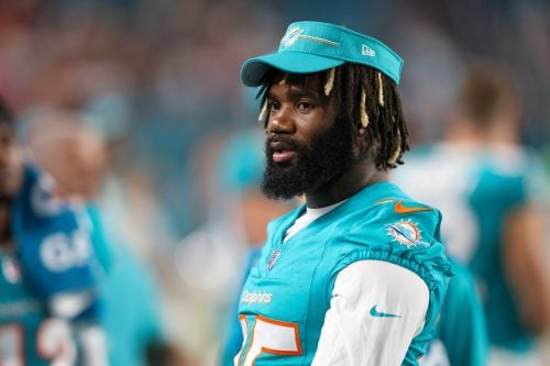 Aug 11, 2023; Miami Gardens, Florida, USA; Miami Dolphins cornerback Xavien Howard (25) looks on against the Atlanta Falcons in the fourth quarter at Hard Rock Stadium.