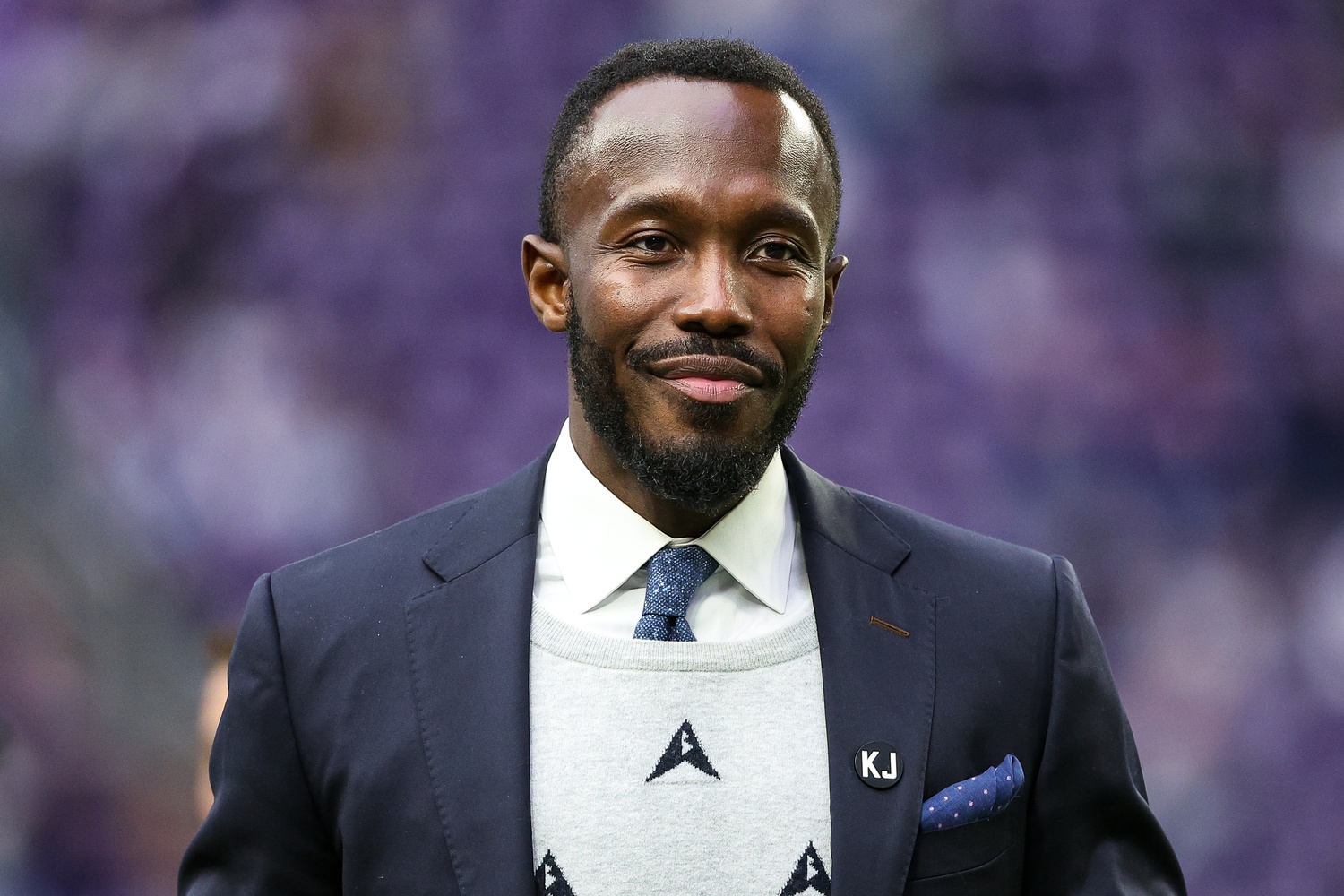 Dec 8, 2024; Minneapolis, Minnesota, USA; Minnesota Vikings general manager Kwesi Adofo-Mensah looks on before the game against the Atlanta Falcons at U.S. Bank Stadium.